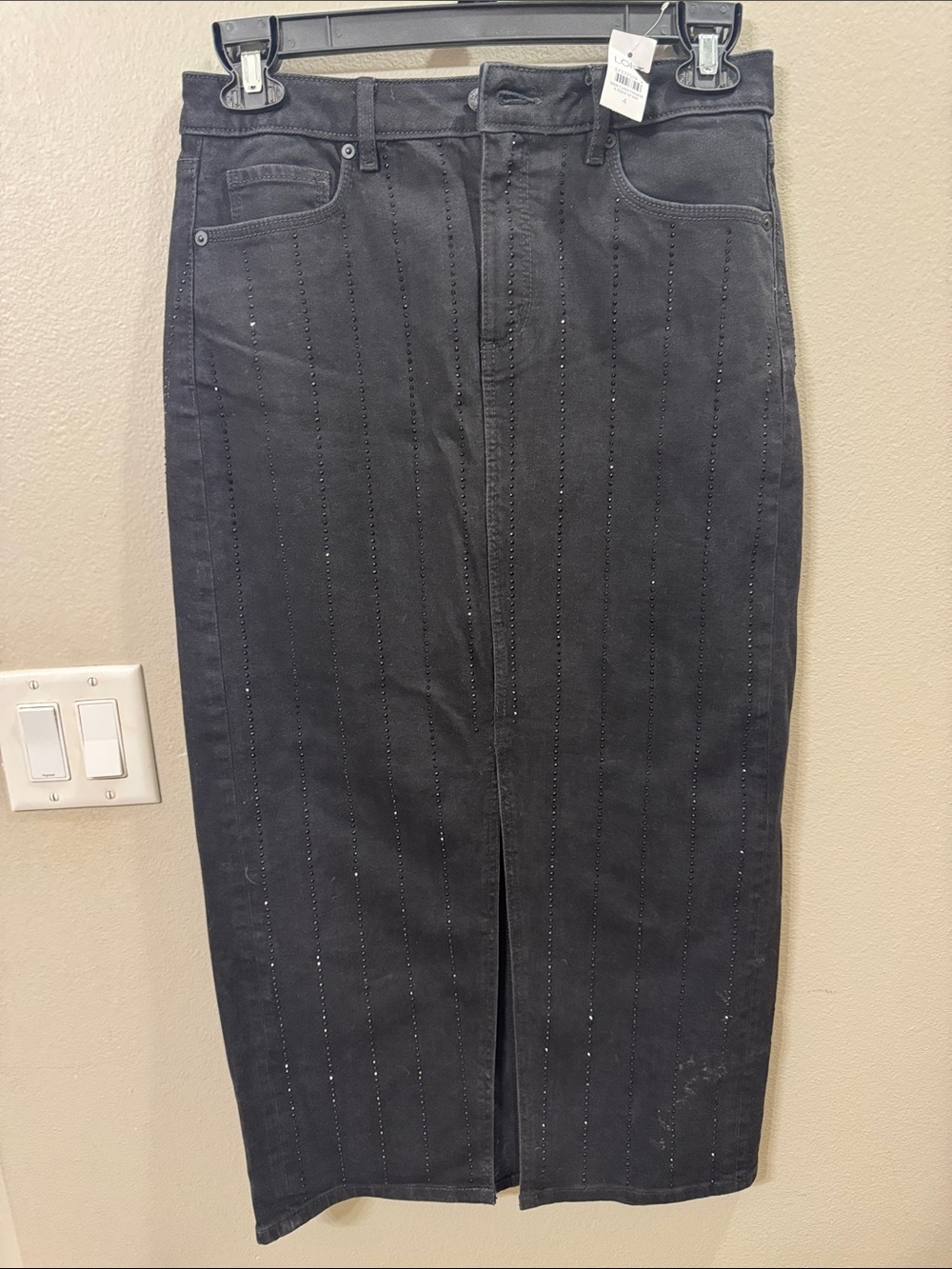 Black Midi Pencil Skirt with Subtle Stitch Detail - Women